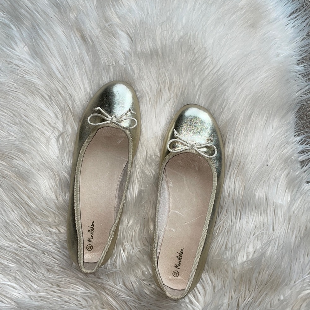 COPY - Mini Boden Leather Gold Sparkle Ballet Flats EUC